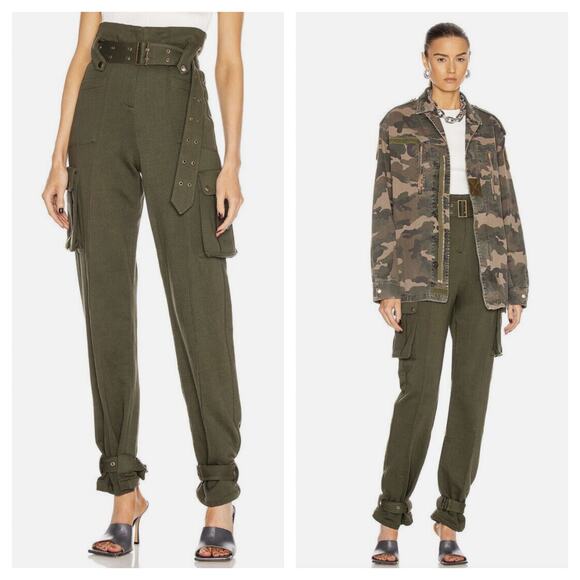 Ser.O.Ya Pants - Ser.O.Ya Zoe Cargo Pants Size XS Forest Green Military Straight Leg High Rise